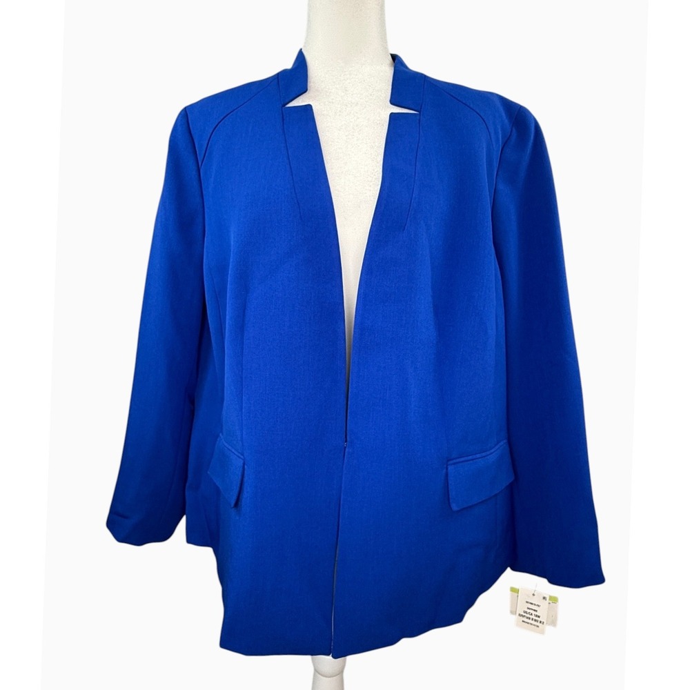 Kasper Women's 18W Sapphire Blue Open Front Blazer Jacket NWT Career Workwear